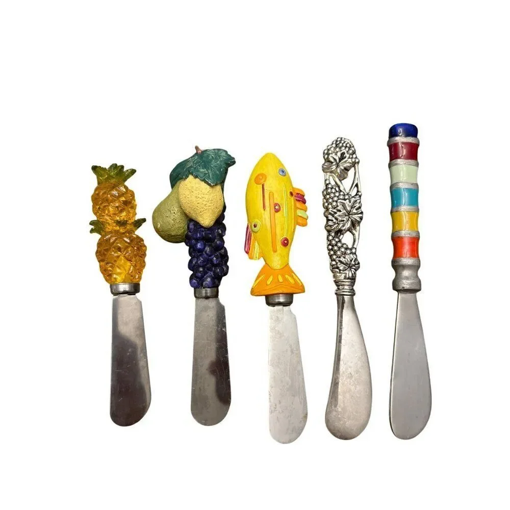 Set Of 7 Handcrafted Decorative Cheese Spreaders With Unique Handles